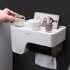 Wall Mounted Bathroom Paper Holder Roll Tissue Plastic Box Toilet Storage Stand