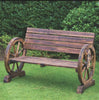Burntwood Wooden Cart Wagon Wheel 2 Seater Garden Bench Outdoor Armrest Chair