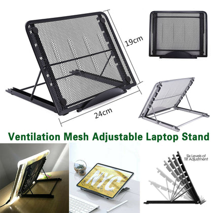 Adjustable Laptop Stand Folding Portable Mesh Tablet Holder Tray Office Support
