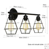 3-Light Industrial Bathroom Vanity Light Metal Wire Cage Wall Sconce Wall Lamp