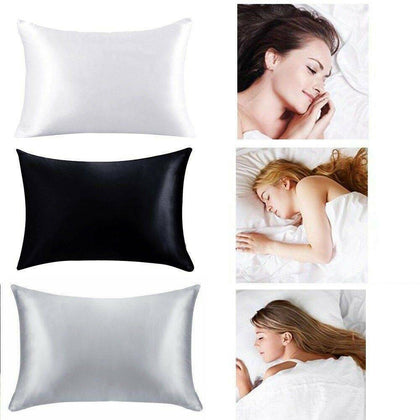 2X Soft Satin Mulberry Pure Silk Pillowcase Covers Queen Standard Hair Beauty