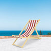 Traditional Stripe Folding Solid Wood Garden Beach Sea Pool Side Chair Deckchair