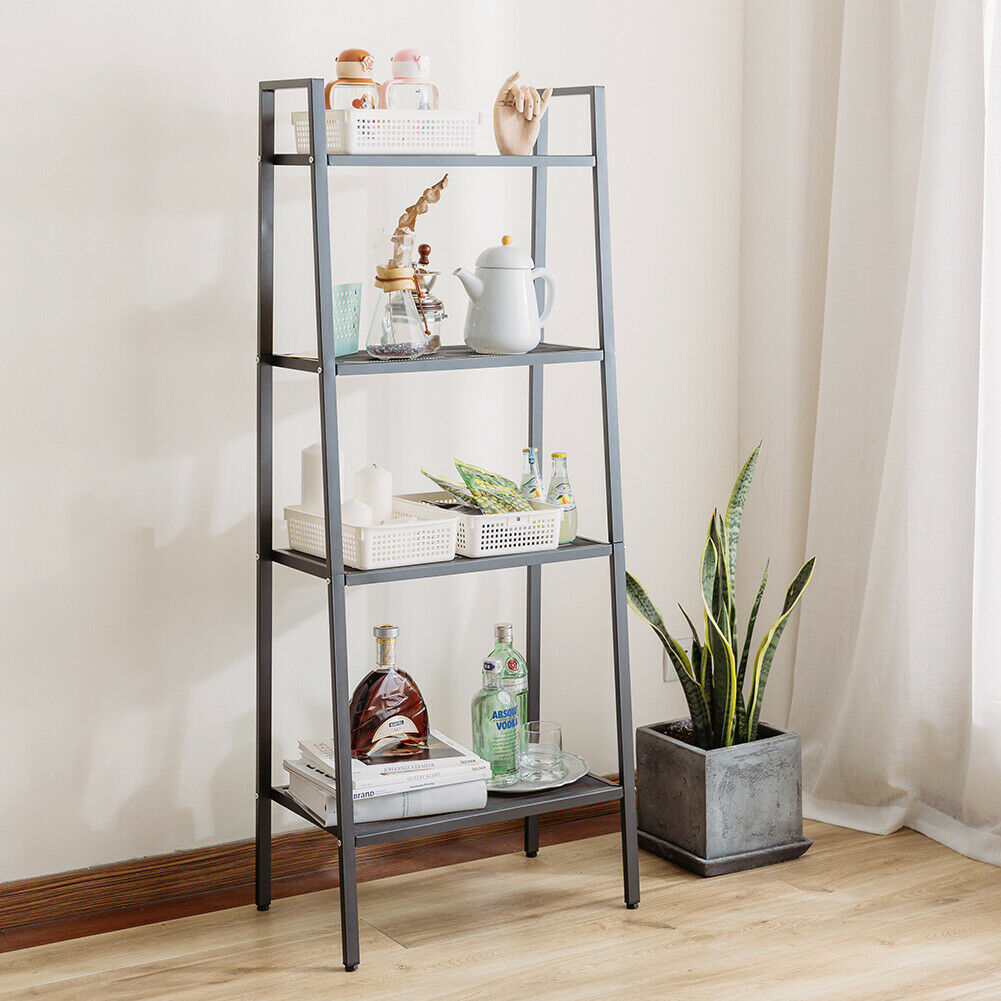Ladder Shelving Unit 4 Tier Tall Display Stand Bookshelf Plant Book Storage Rack