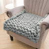 Chunky Knitted Cushion Blanket Handmade Yarn Sofa Chair Bed Cover Throw Blanket