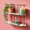 2 Tier Metal Wire Floating Wall Shelf Multi Section Tromso Home Decor Black