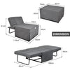 4 In 1 Sofa Bed Convertible Recliner Chair Folding Single Sleeper Lounger Grey