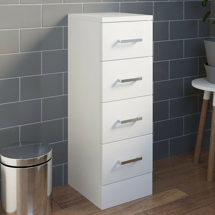 Bathroom 250 x 330 4 Drawer Unit Modern Furniture Cabinet White Gloss Storage