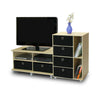 Furinno Andrey Entertainment Center with Bin Drawers, Steam Beech/Black