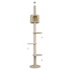 4-Tier Floor to Ceiling Cat Tree Adjustable Climbing Tower Kitty Activity Center