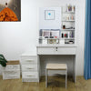 Modern Dressing Table Makeup Desk w/4 Drawer&Sliding Mirror Stool White Bedroom