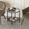 Double Tier Grey Tempered Glass Coffee Table End Side Display Table Night Stand