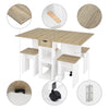 Folding Mobile Drop Leaf Dining Table Set w/4 Stools Dining Kitchen Wooden&White