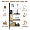 Industrial Ladder Shelf 4-Tier Wall-Leaning Bookcase Plant Flower Display Stand
