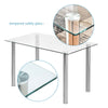 Glass Dining Table Modern Rectangualr Kitchen Table Metal Legs Dining Room Clear