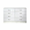 White Gloss 8 Drawer Bedroom Furniture Chest of Drawers Wood Grain Effect Frame