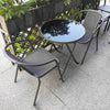 Indoor Outdoor Folding Table Glass Top Iron Frame Garden Bistro Table 60/80cm