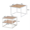 Nest Of 2 Nesting Tables Side End Coffee Table Metal Legs Brown Glass Table Top