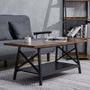 Industrial Rectangle Coffee Table 2 Tier Rustic Wood Living Room Table Metal Leg