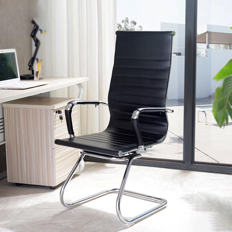 CHROME CANTILEVER FIXED BASE OFFICE CHAIR COMPUTER DESK MEETING ROOM H ...