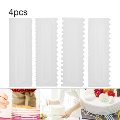 4Pcs Cake Decorating Comb Edge Smoother Cheese Butter Scraper Pastry Baking Tool