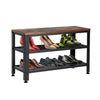 3 Tier Industrial Iron Shoe Rack Bench Wooden Organiser Stand Storage Shelf Seat
