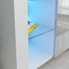 Moden Sideboard Cabinet Storage Cupboard High Gloss Door Glass Shelf LED Light
