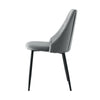 2 X GREY MODERN Velvet Dining Chairs Black Metal Legs Padded Seat High Back Soft