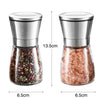 2pcs Salt & Pepper Grinder Shaker Stainless Steel Glass Manual Spice Mill Bottle