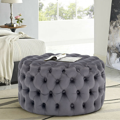 Luxury Chesterfield Velvet Tufted Footstool Vanity Chair Coffee Table Stool Home