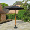 2.4m Large Wooden Parasol Umbrella Black Garden Patio Table Sun Shade Canopy