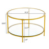 Modern Double Glass Gold Round Glass Coffee Table Side End Living Room
