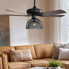 Industrial Ceiling Fan Light 52'' Reversible Blade Fan with Light Remote Control