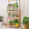 Large Bamboo 3 Tier Hanging Plant Stand Folding Garden Shelves Corner Balcony