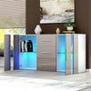 Sideboard Storage Cabinet Cupboards 3 Drawers 2 Doors TV Stand Unit LED Lights