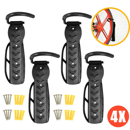 4x Bike Storage Rack Hook Wall Mount Vertical Garage Bicycle Hanger Stand Holder