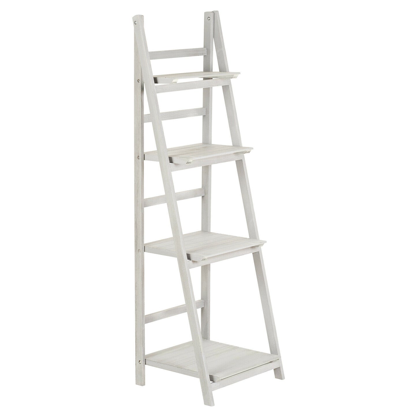 Hartleys Grey 4 Tier Folding Ladder Storage Home Display Shelf Bedroom/Bathroom