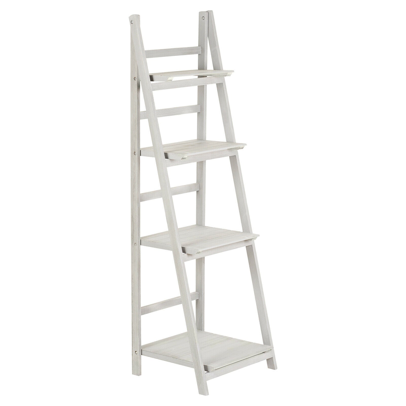 Hartleys Grey 4 Tier Folding Ladder Storage Home Display Shelf Bedroom/Bathroom