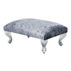 Crushed Velvet Silver Grey Footstool Living Room Coffee Table Chair Stool Metal
