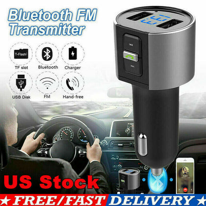 Bluetooth FM Transmitter Car 2 USB Charger Wireless MP3 Music Radio Adapter UK