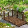 Wooden Garden Bridge Metal Chain Arc Footbridge Outdoor Pond Walkway Lawn Décor