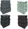 Set of 3 Resin Wicker Woven Storage Baskets Hamper Box With Lid & Lock