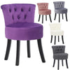 Bedroom Velvet/Linen Button Dressing Chair Cushiony Seat Piano Stool Wooden Legs