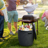 45L Patio Cool Bar Table Outdoor Cooler Ice Box w/ Lid Side Handles & Buckle