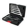 12 Ratchet Spanner Tool Set 8-19mm Ratcheting Wrench Spanners Garage Chrome Case