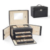 Mondeer Jewellery Box 4 Tier Jewelry Case w/ Lock Mirror and 3 Removable Drawers