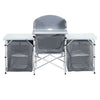 Portable Camping Kitchen Stand Storage Unit BBQ Cooking Station Table Windshield