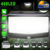 Solar Powered 468LED Wall Security Lights PIR Motion Sensor Garden Outdoor Lamps