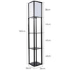 Black Wooden Shelving Unit Floor Standard Lamp Lounge Lighting Storage Shelf