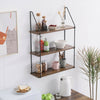 3 Tier Shelf Wall Hanging Shelves Metal Frame Wooden Shelf Storage Display Rack