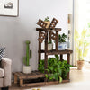 Wooden Plant Flower Display Stand 4-Tier Flower Rack 5 Pots Storage Shelf
